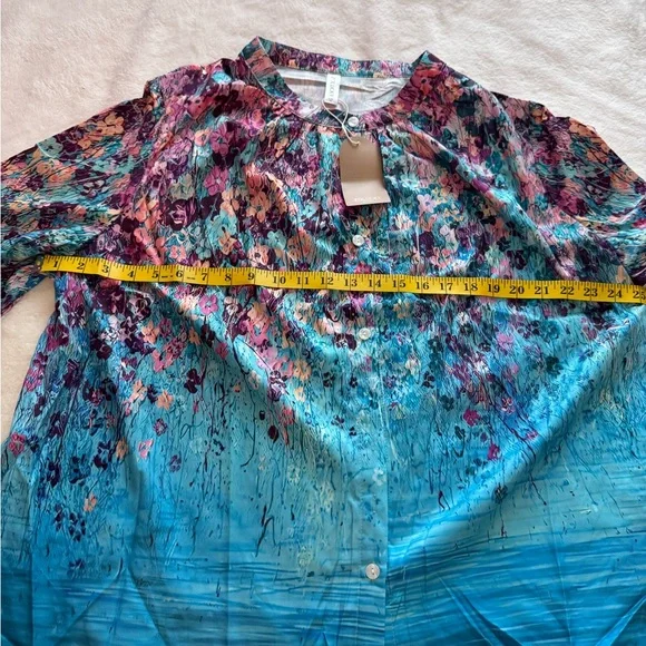 Lucky Brand Blue and Pink Floral Blouse - Picture 8 of 8